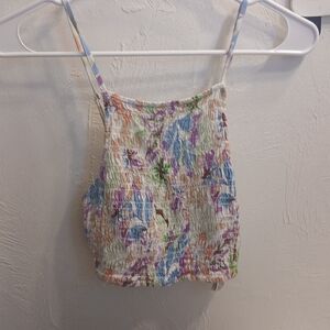 Roxy Tropical Ruched Crop Top Size Small